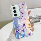 For Samsung Galaxy S23 FE 5G Electroplating Laser Butterfly Phone Case(White Purple Butterflies AB6) - 1