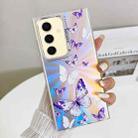 For Samsung Galaxy S24 5G Electroplating Laser Butterfly Phone Case(White Purple Butterflies AB6) - 1