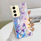 For Samsung Galaxy S24+ 5G Electroplating Laser Butterfly Phone Case(White Purple Butterflies AB6) - 1