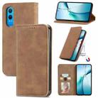 For OnePlus CE 4 Lite Retro Skin Feel Magnetic Flip Leather Phone Case(Brown) - 1