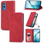 For OnePlus CE 4 Lite Retro Skin Feel Magnetic Flip Leather Phone Case(Red) - 1