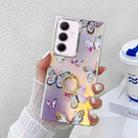 For Samsung Galaxy A35 5G Electroplating Laser Butterfly Ring Holder Phone Case(Pink Butterflies AB2) - 1