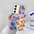 For Samsung Galaxy S24+ 5G Electroplating Laser Butterfly Ring Holder Phone Case(Black Butterflies AB5) - 1