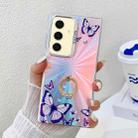 For Samsung Galaxy S24+ 5G Electroplating Laser Butterfly Ring Holder Phone Case(Purple Butterflies AB3) - 1