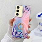 For Samsung Galaxy S24 5G Electroplating Laser Butterfly Ring Holder Phone Case(Purple Butterflies AB3) - 1