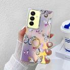 For Samsung Galaxy A15 5G Electroplating Laser Butterfly Ring Holder Phone Case(Pink Butterflies AB2) - 1