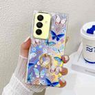 For Samsung Galaxy A15 5G Electroplating Laser Butterfly Ring Holder Phone Case(Blue Butterflies AB4) - 1