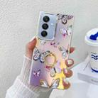For Samsung Galaxy A25 5G Electroplating Laser Butterfly Ring Holder Phone Case(Pink Butterflies AB2) - 1