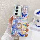 For Samsung Galaxy S23 FE 5G Electroplating Laser Butterfly Ring Holder Phone Case(Blue Butterflies AB4) - 1