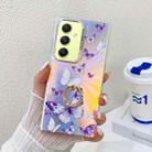 For Samsung Galaxy A34 5G Electroplating Laser Butterfly Ring Holder Phone Case(White Purple Butterflies AB6) - 1