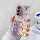 For Samsung Galaxy A14 5G Electroplating Laser Butterfly Ring Holder Phone Case(Pink Butterflies AB2) - 1