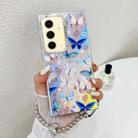 For Samsung Galaxy S24 5G Electroplating Laser Butterfly Phone Case with Wrist Strap(Blue Butterflies AB4) - 1