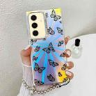 For Samsung Galaxy S24 5G Electroplating Laser Butterfly Phone Case with Wrist Strap(Black Butterflies AB5) - 1