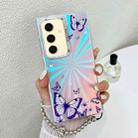 For Samsung Galaxy S24 5G Electroplating Laser Butterfly Phone Case with Wrist Strap(Purple Butterflies AB3) - 1