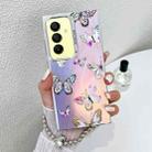 For Samsung Galaxy A15 5G Electroplating Laser Butterfly Phone Case with Wrist Strap(Pink Butterflies AB2) - 1
