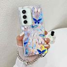 For Samsung Galaxy S23 FE 5G Electroplating Laser Butterfly Phone Case with Wrist Strap(Blue Butterflies AB4) - 1