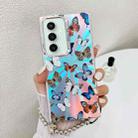 For Samsung Galaxy S23 FE 5G Electroplating Laser Butterfly Phone Case with Wrist Strap(Color Butterflies AB1) - 1