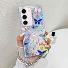 For Samsung Galaxy S23+ 5G Electroplating Laser Butterfly Phone Case with Wrist Strap(Blue Butterflies AB4) - 1