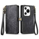 For Huawei Pura 70 Geometric Zipper Wallet Side Buckle Leather Phone Case(Black) - 1