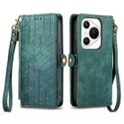 For Huawei Pura 70 Geometric Zipper Wallet Side Buckle Leather Phone Case(Green) - 1