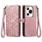 For Huawei Pura 70 Geometric Zipper Wallet Side Buckle Leather Phone Case(Pink) - 1