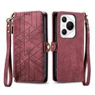 For Huawei Pura 70 Geometric Zipper Wallet Side Buckle Leather Phone Case(Red) - 1