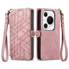 For Huawei Pura 70 Pro+ Geometric Zipper Wallet Side Buckle Leather Phone Case(Pink) - 1
