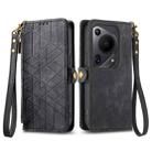 For Huawei Pura 70 Ultra Geometric Zipper Wallet Side Buckle Leather Phone Case(Black) - 1