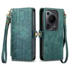 For Huawei Pura 70 Ultra Geometric Zipper Wallet Side Buckle Leather Phone Case(Green) - 1