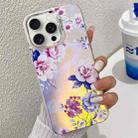 For iPhone 15 Pro Max Electroplating Laser Flower Texture TPU Phone Case(Peony AH11) - 1