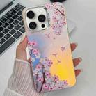 For iPhone 15 Pro Electroplating Laser Flower Texture TPU Phone Case(Peach Blossom AH4) - 1