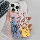 For iPhone 15 Pro Electroplating Laser Flower Texture TPU Phone Case(Drawn Flowers AH3) - 1