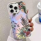 For iPhone 15 Pro Electroplating Laser Flower Texture TPU Phone Case(Leaves AH12) - 1