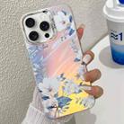 For iPhone 15 Pro Electroplating Laser Flower Texture TPU Phone Case(White Flower AH10) - 1