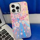 For iPhone 15 Pro Electroplating Laser Flower Texture TPU Phone Case(Pink Flower AH13) - 1