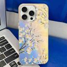 For iPhone 15 Pro Electroplating Laser Flower Texture TPU Phone Case(Pear Blossom AH17) - 1