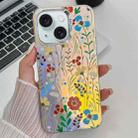 For iPhone 15 Electroplating Laser Flower Texture TPU Phone Case(Flower AH6) - 1