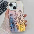 For iPhone 15 Electroplating Laser Flower Texture TPU Phone Case(Drawn Flowers AH3) - 1