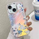For iPhone 15 Electroplating Laser Flower Texture TPU Phone Case(White Flower AH10) - 1