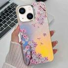 For iPhone 14 Electroplating Laser Flower Texture TPU Phone Case(Peach Blossom AH4) - 1