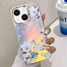 For iPhone 14 Electroplating Laser Flower Texture TPU Phone Case(White Flower AH10) - 1