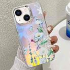 For iPhone 14 Electroplating Laser Flower Texture TPU Phone Case(Blue Flower AH8) - 1