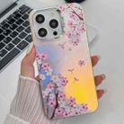 For iPhone 14 Pro Max Electroplating Laser Flower Texture TPU Phone Case(Peach Blossom AH4) - 1