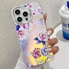 For iPhone 14 Pro Max Electroplating Laser Flower Texture TPU Phone Case(Peony AH11) - 1