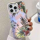 For iPhone 14 Pro Max Electroplating Laser Flower Texture TPU Phone Case(Leaves AH12) - 1