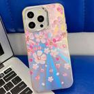For iPhone 14 Pro Max Electroplating Laser Flower Texture TPU Phone Case(Pink Flower AH13) - 1