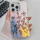 For iPhone 13 Pro Electroplating Laser Flower Texture TPU Phone Case(Drawn Flowers AH3) - 1