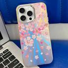 For iPhone 16 Pro Max Electroplating Laser Flower Texture TPU Phone Case(Pink Flower AH13) - 1