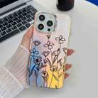 For iPhone 16 Pro Electroplating Laser Flower Texture TPU Phone Case(Drawn Flowers AH3) - 1