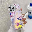 For iPhone 16 Pro Electroplating Laser Flower Texture TPU Phone Case(Peony AH11) - 1